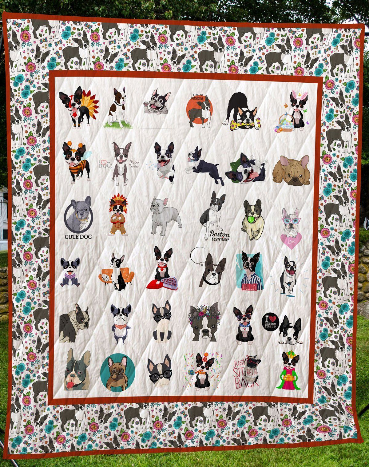 Boston Terrier Postures Quilt Mnq