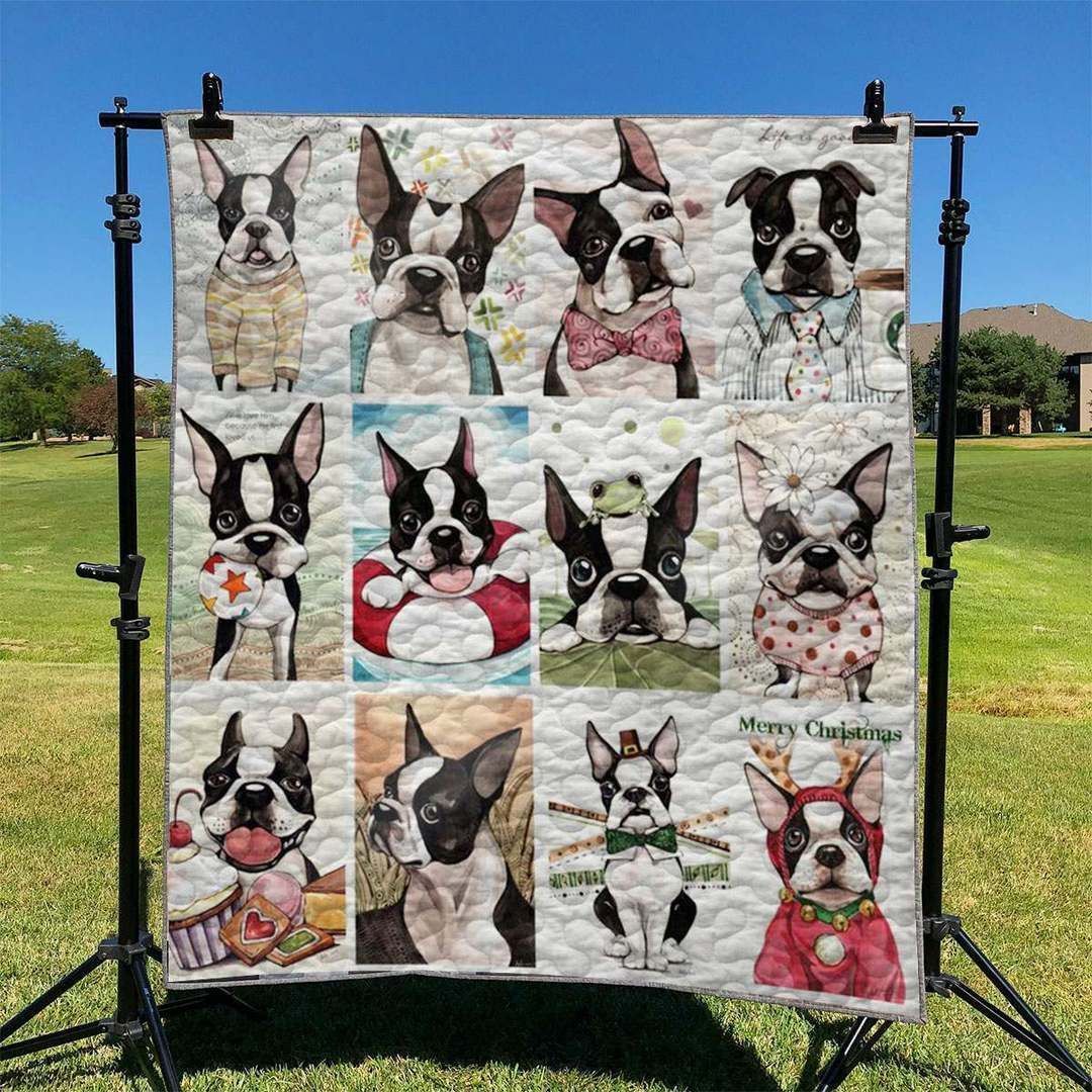 Dog Boston Terrier Hur Quilt Camlili