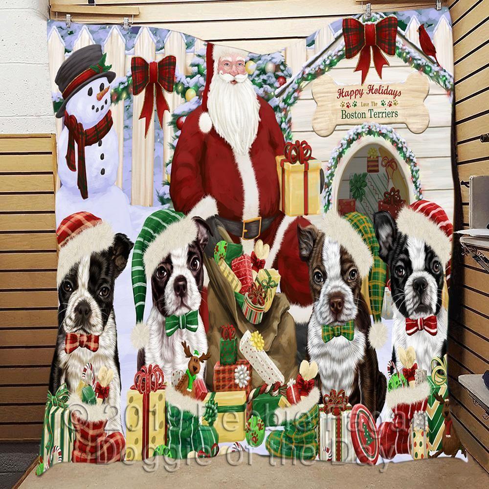 Boston Terriers Christmas Doghouse Quilt Ciddy