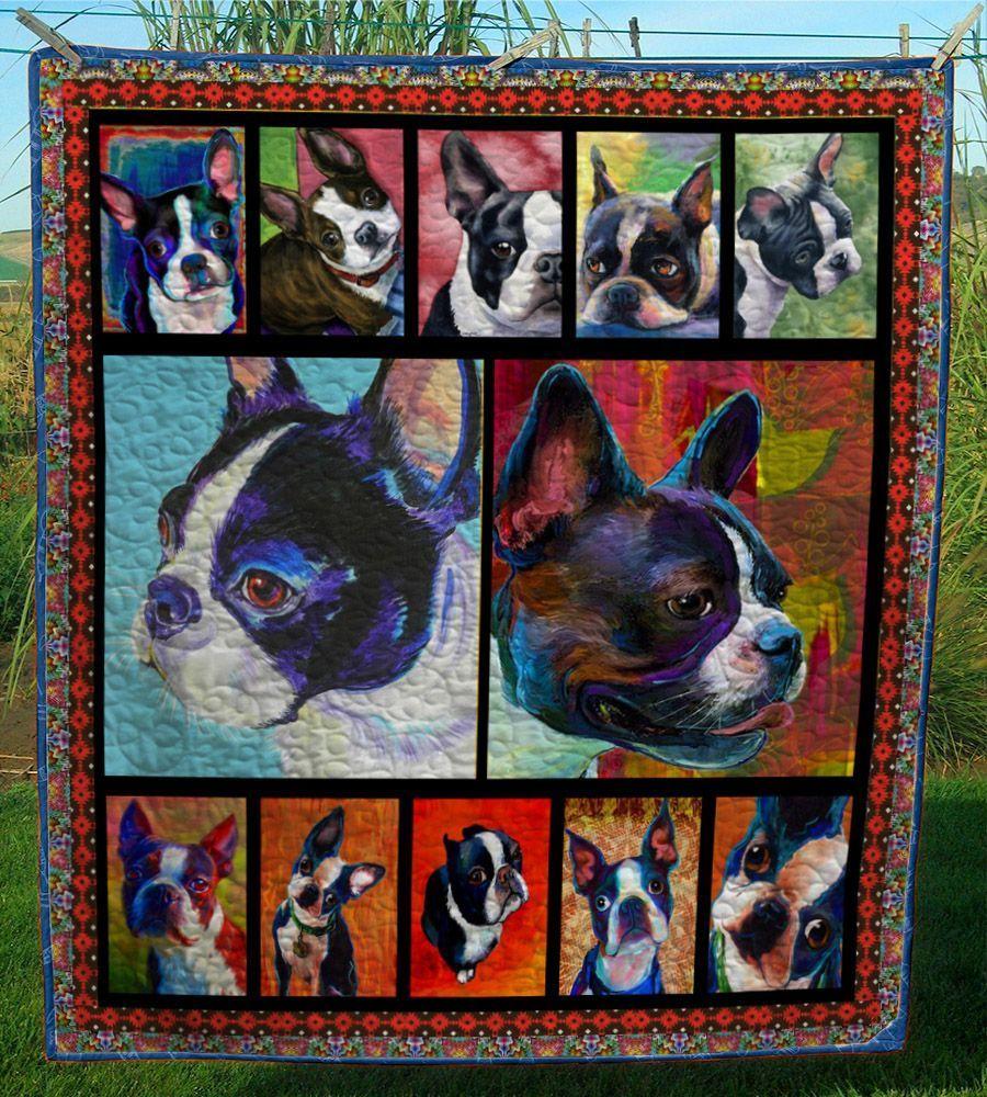 Boston Terrier Dog Quilt Cuvxh