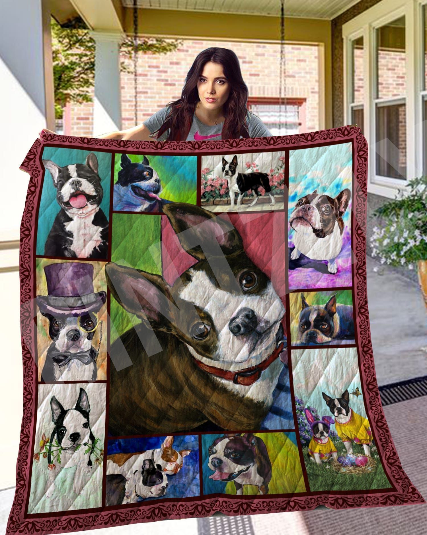 Boston Terrier Quilt Cuwgb