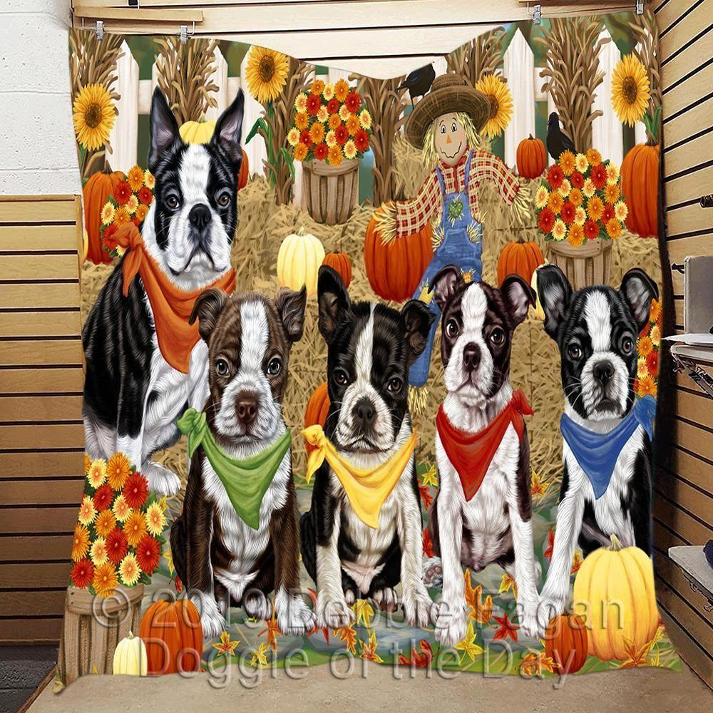 Boston Terriers Fall All Quilt Ciihk