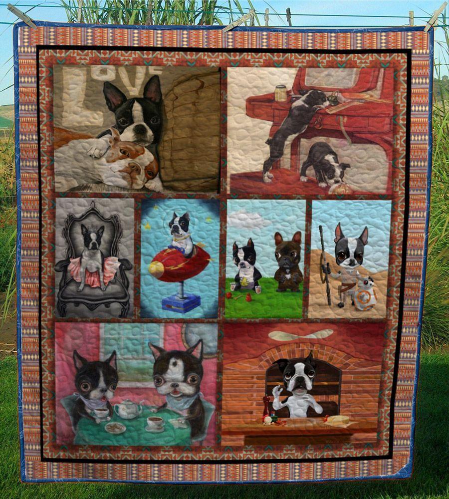 Boston Terrier Dog Quilt Cutyl