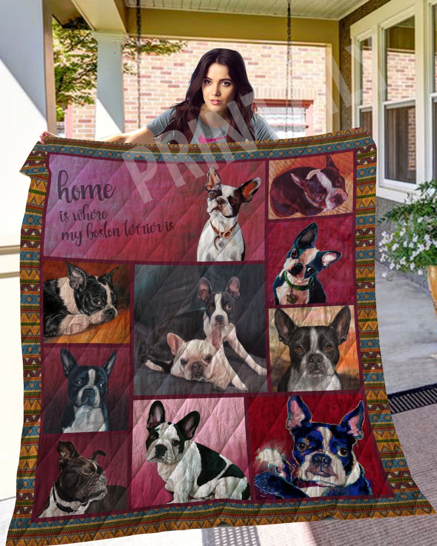 Boston Terrier Quilt Cusch