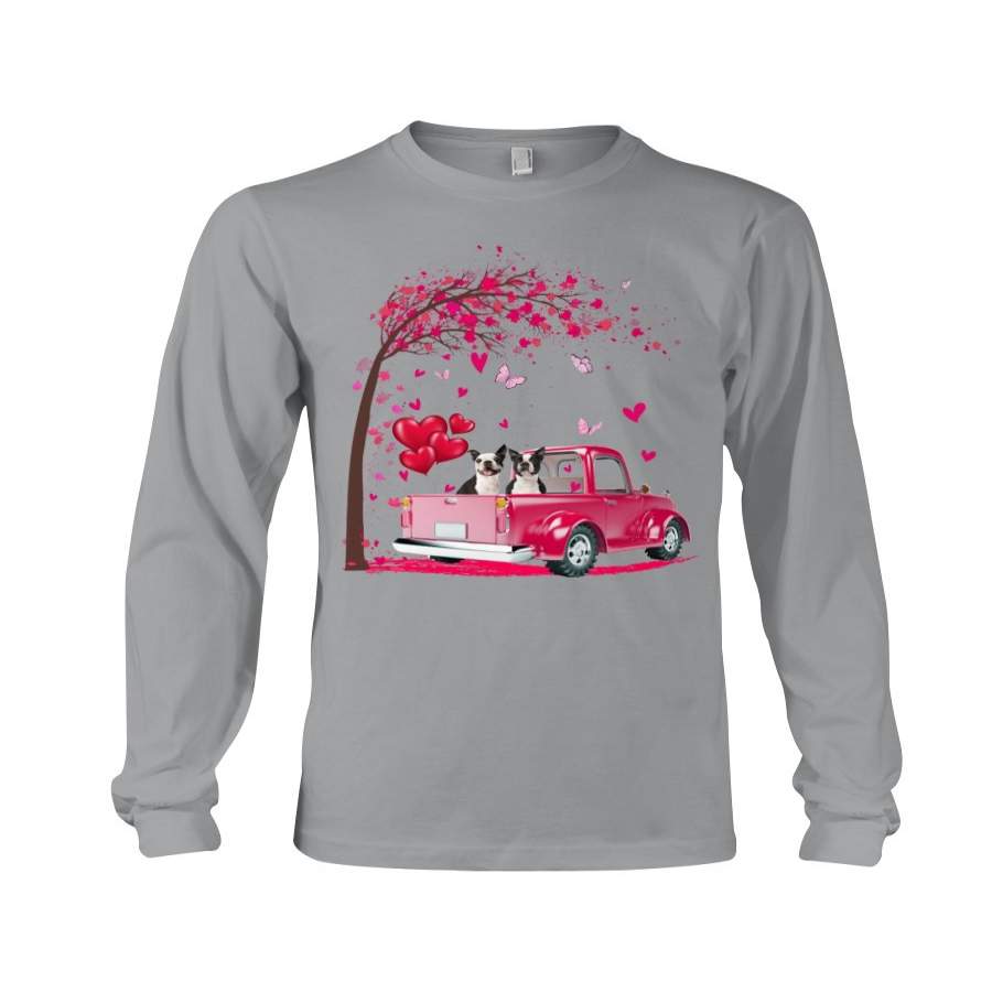 Boston Terrier Truck Valentine’s Day Unisex Long Sleeve