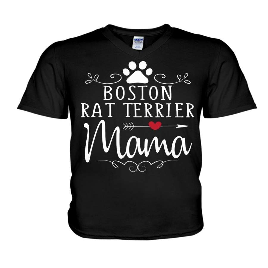 Boston Rat Terrier Mama Gift For Dog Lovers Guys V-Neck