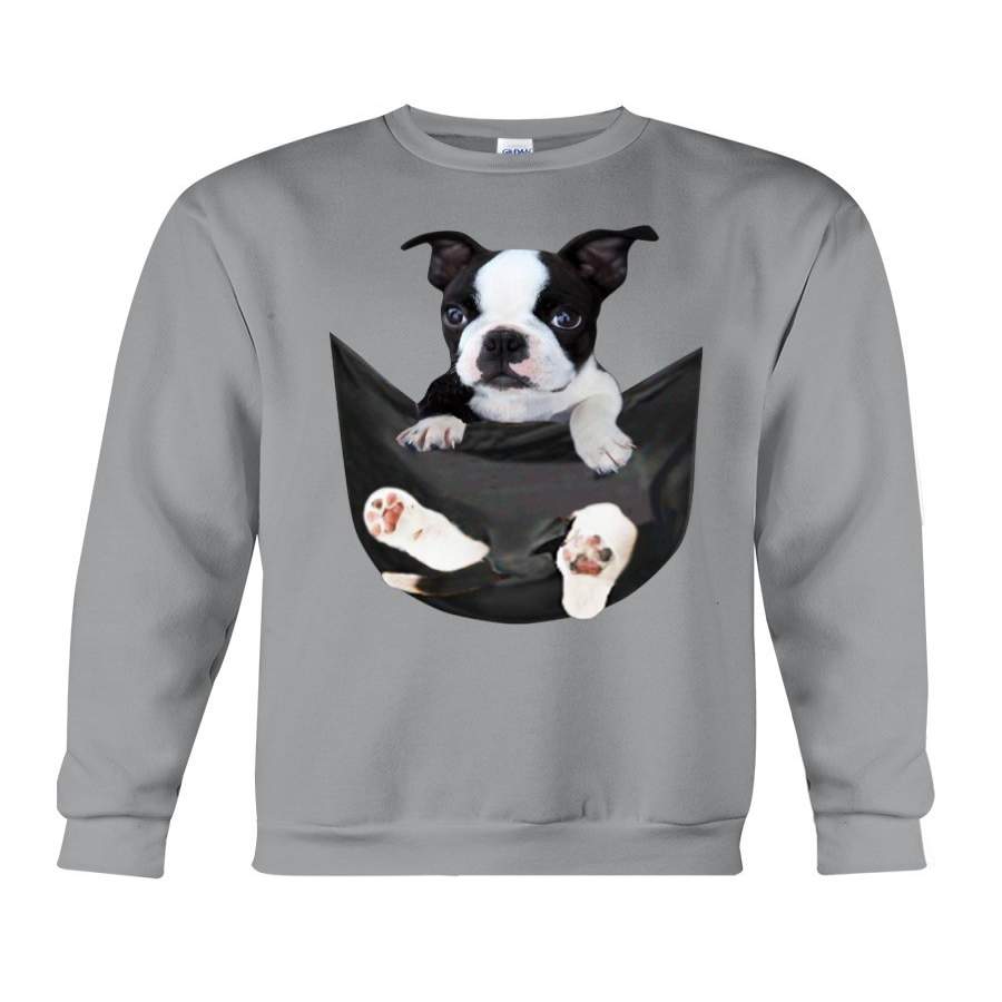 Boston Terrier In Middle Pocket 2020 Trending For Dog Lovers Sweatshirt