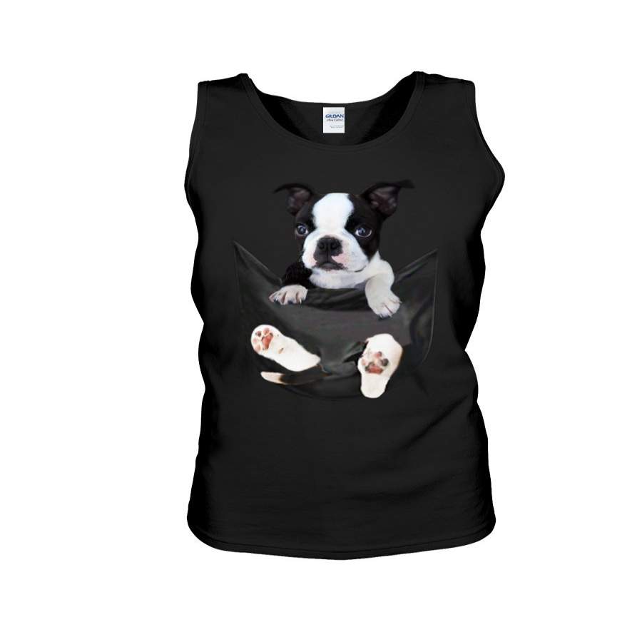 Boston Terrier In Middle Pocket 2020 Trending For Dog Lovers Unisex Tank Top