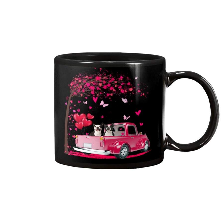 Boston Terrier Truck Valentine’s Day Mug