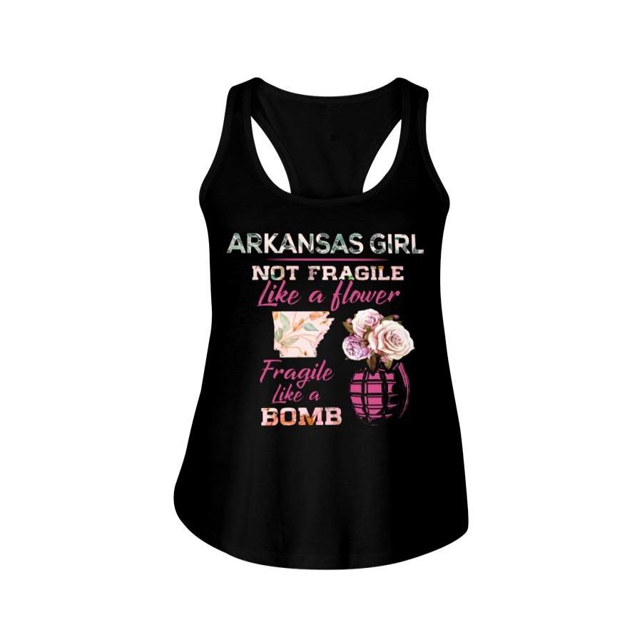 Arkansas Girl Fragile Like A Bomb Cutest Flowers Ladies Flowy Tank