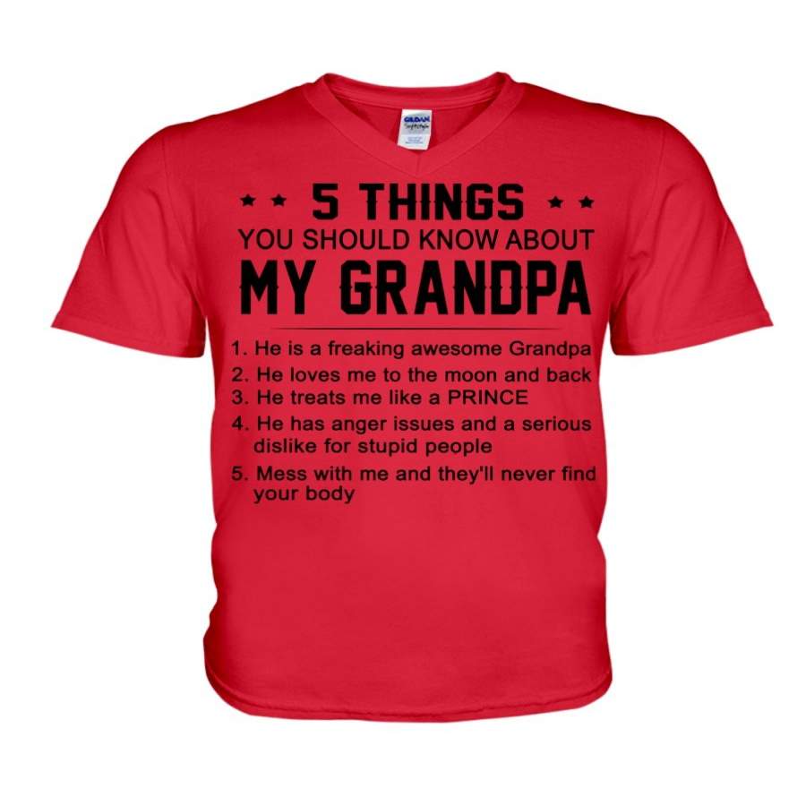 Five Things About My Grandpa Prince Guys V-Neck