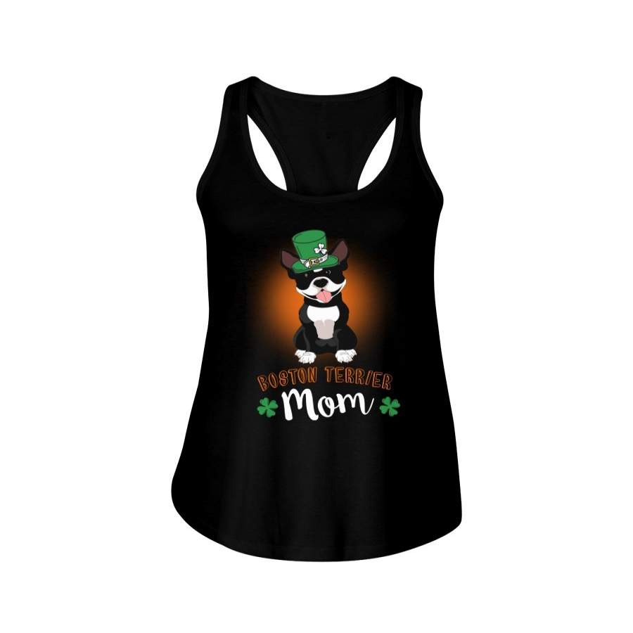 Funny Boston Terrier Mom Lucky St. Patrick’s Day Ladies Flowy Tank