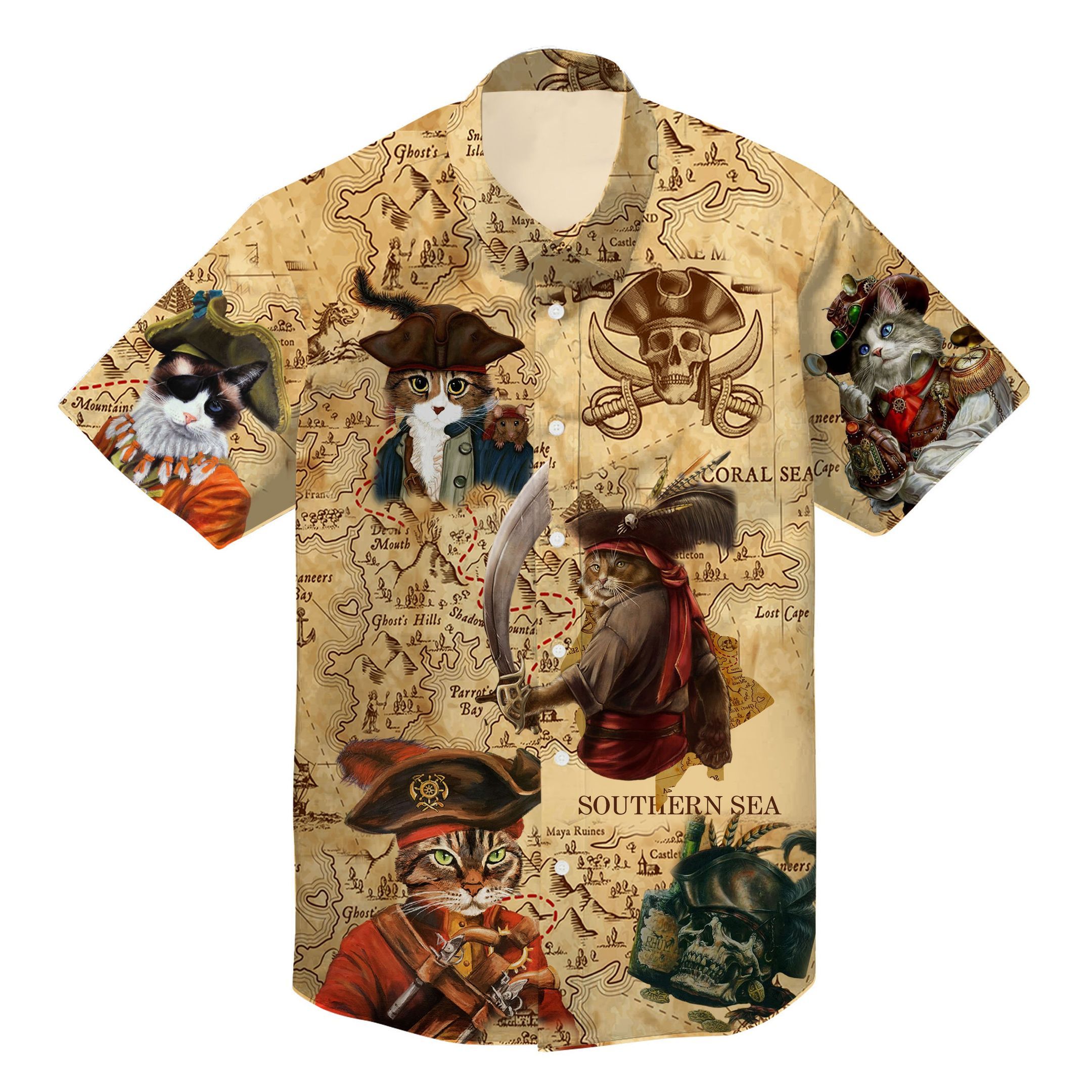 Buy Cat treasure hunting unisex hawaiian shirt TAHT25