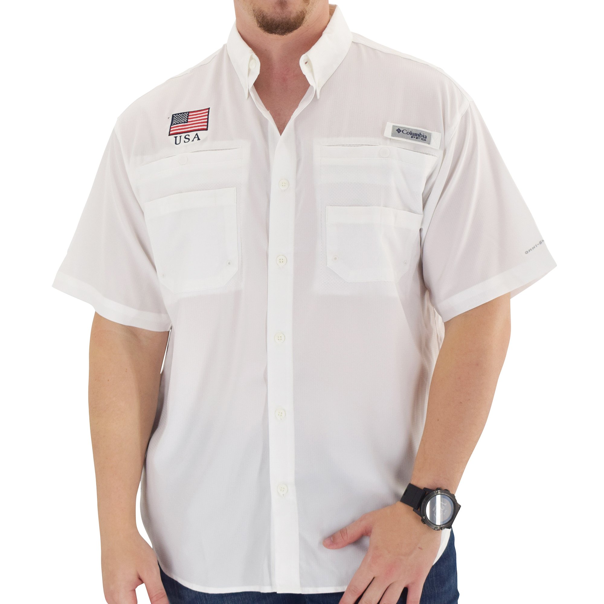 Columbia Short Sleeve Tamiami Shirt – American Flag Patch