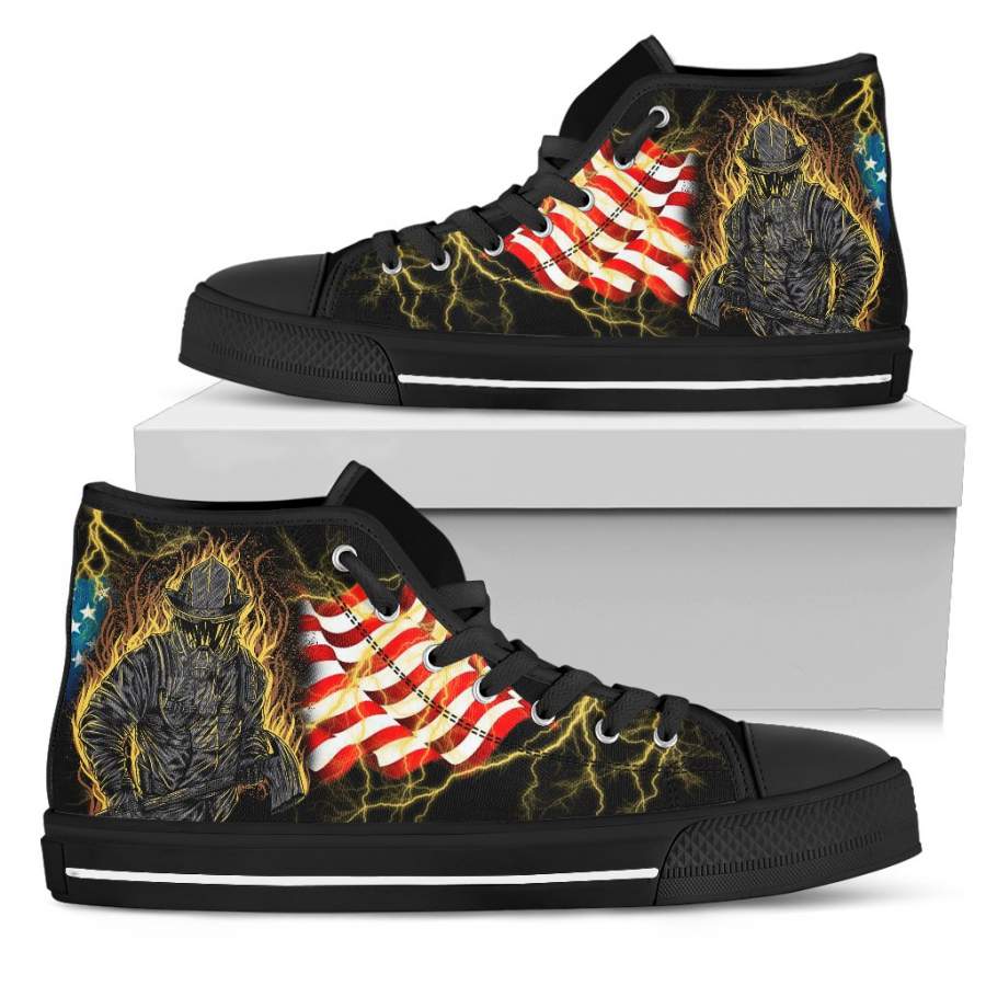 Ghost Fire Fighter Flag Men’s High Top Shoe