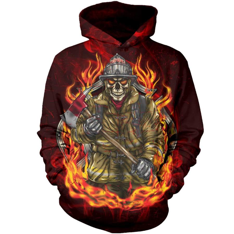 Fire Fighter Ghost Of Fire 3D Hoodies