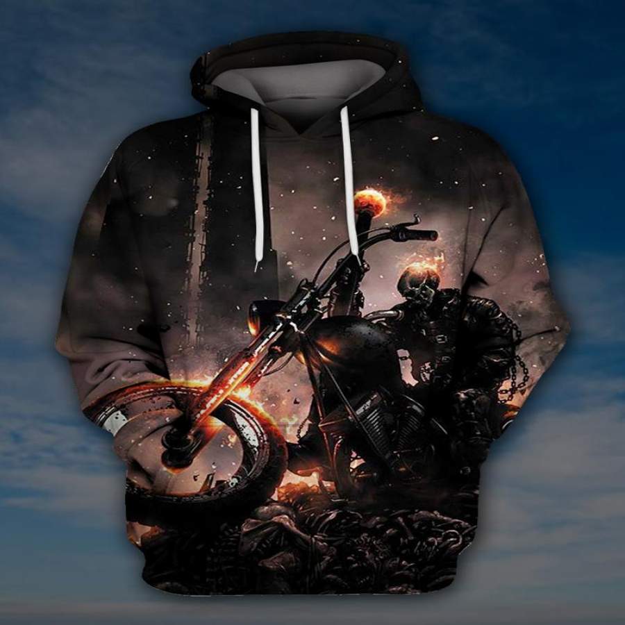 Ghost Biker Skull Hoodie