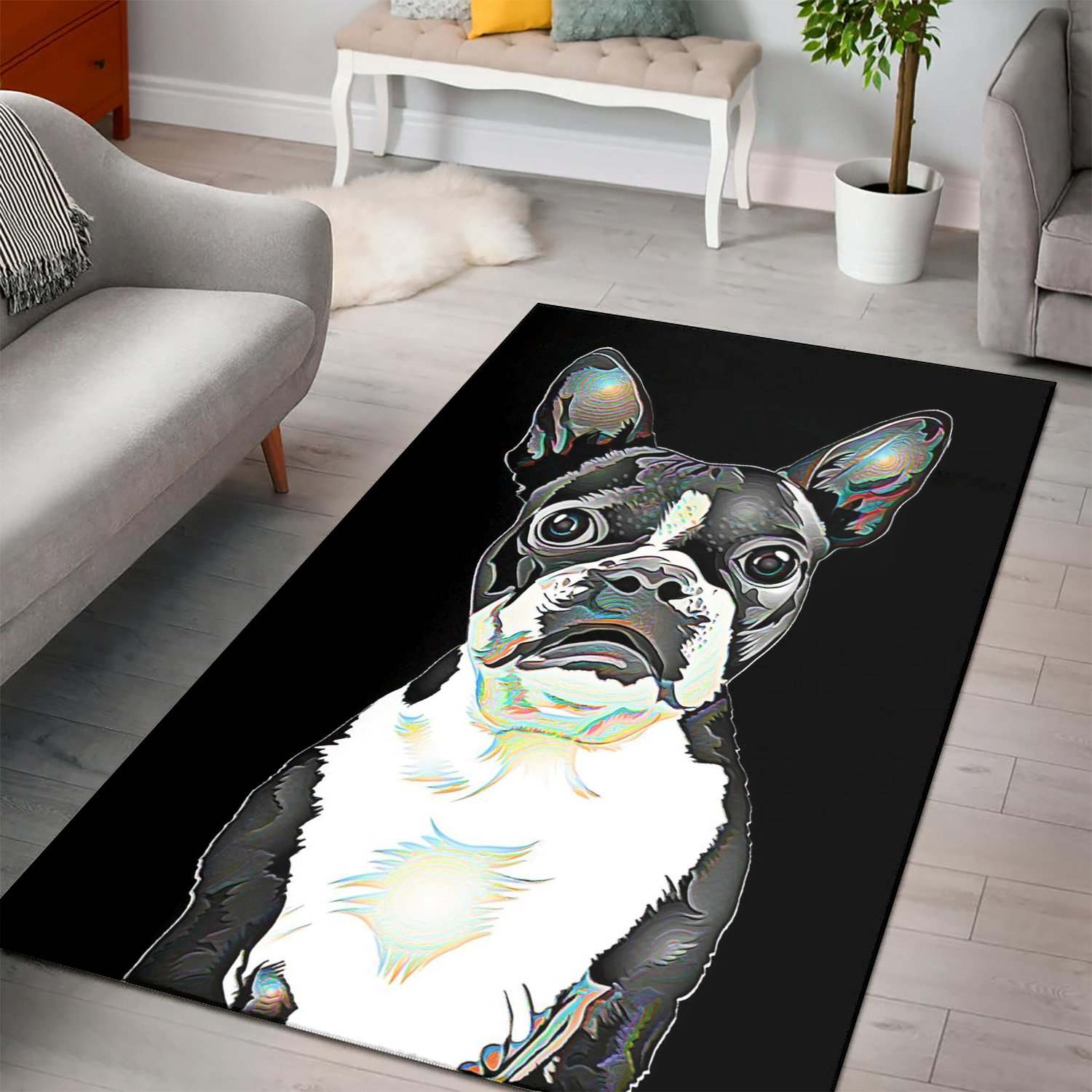 Boston Terrier Area Rug Living Room Rug Home Decor Floor Decor