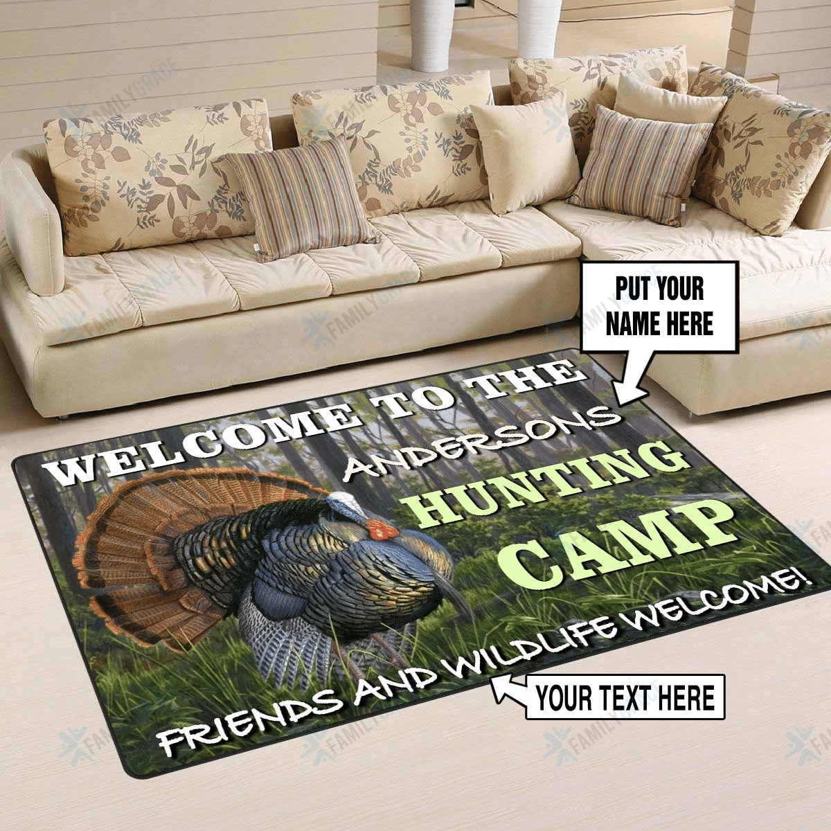 Welcome To The Turkey Hunting Camp Rug