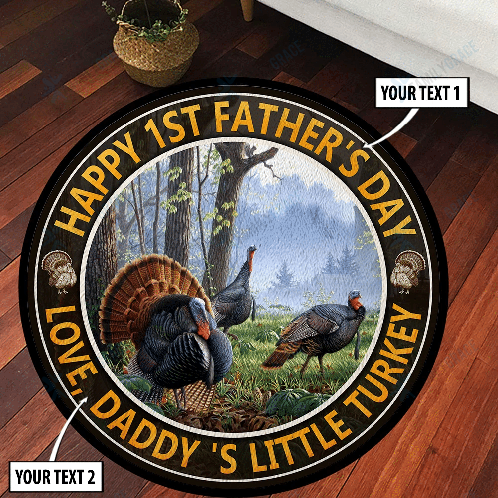 Personalized Happy Father’s Day Hunting Turkey Round Rug TV1402