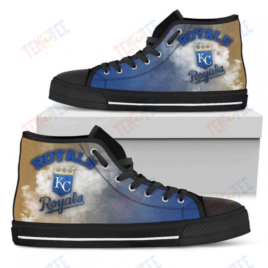 Mens Womens Kansas City Royals High Top Shoes White Smoke Vintageshoes TMT541