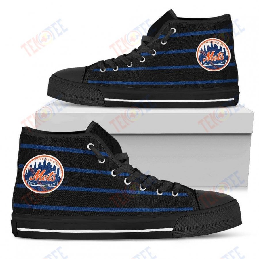 Mens Womens New York Mets High Top Shoes Edge Straight Perfect Circle Shoes TMT670