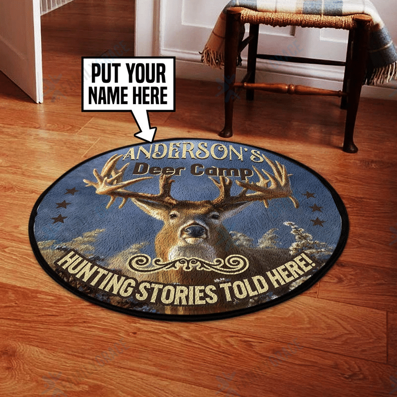 Personalized Deer Camp Hunting Stories Told Here Round Rug TV1402