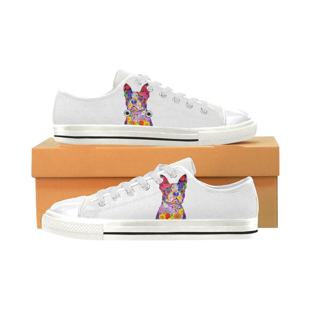 Boston Terrier Floral Low Top Shoes