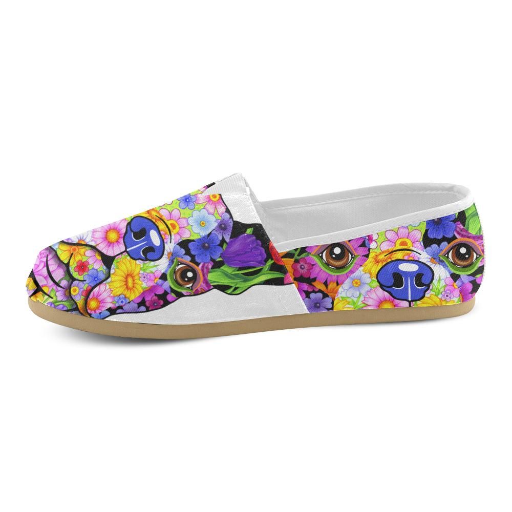 Boston Terrier Floral Colors Woman’s Casual Shoes