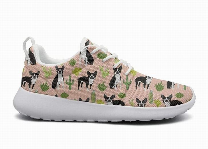 Boston Terrier Cactus Sneakers Shoes