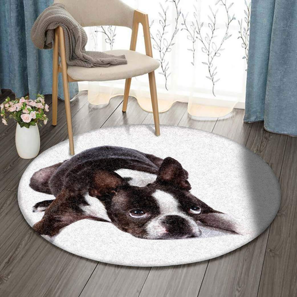 Boston Terrier180906RR Round Rug BEVR3107