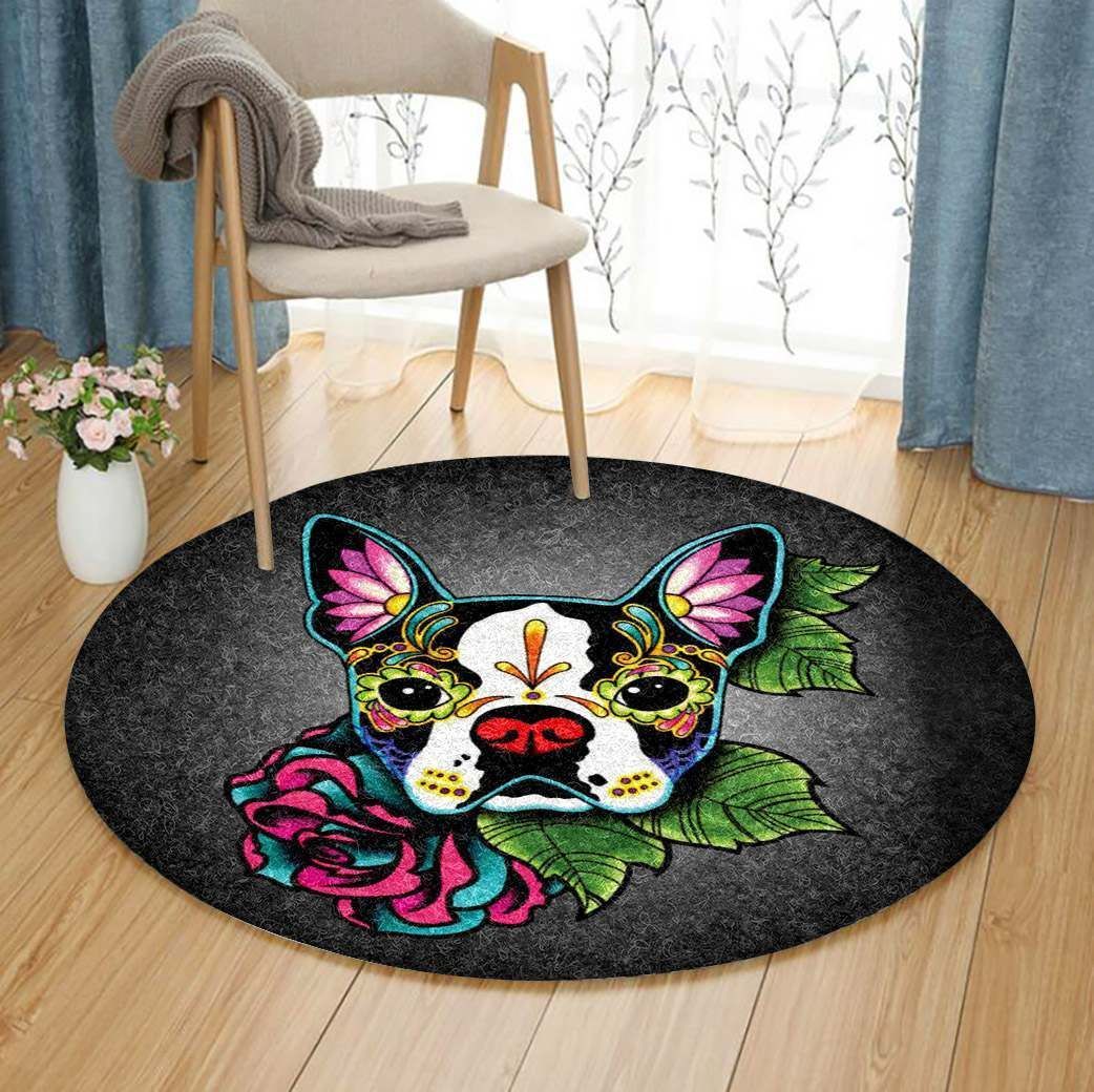 Boston Terrier IE4549 Round Rug BEVR3007