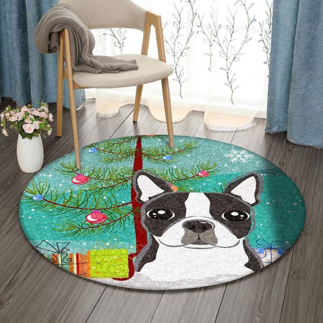 Boston Terrier Christmas GE1781 Round Rug CYSI2907