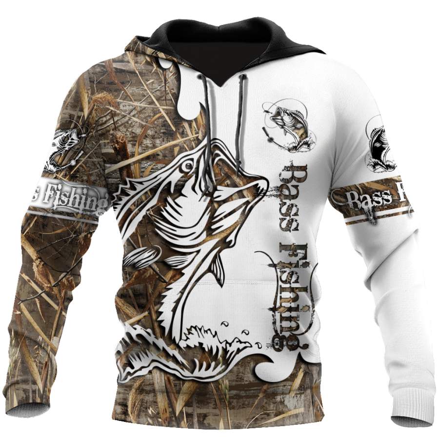 Bass Fishing Sport Muddy Water Camo tattoo 3D shirts for men and women