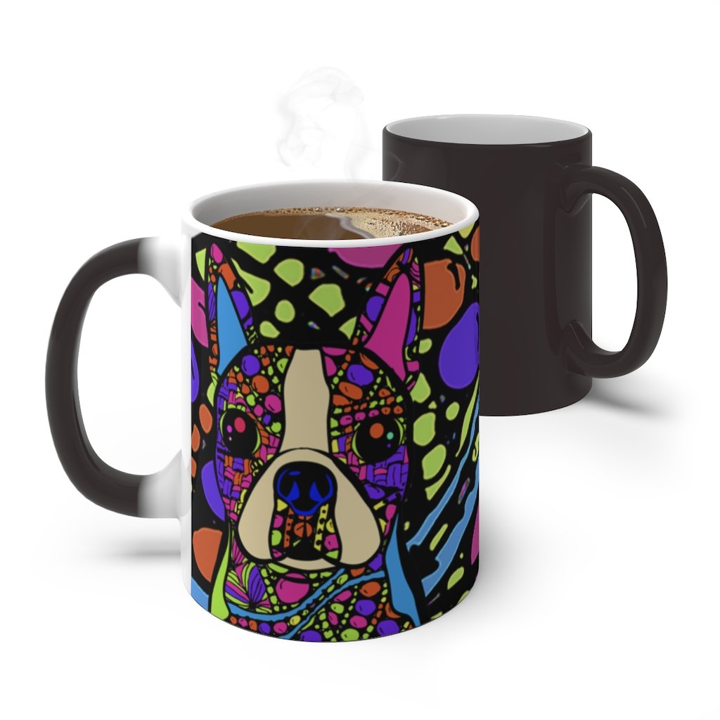 Boston Terrier Design Heat Activated Magic Mug – Art By Cindy Sang – Jillnjacks Exclusive