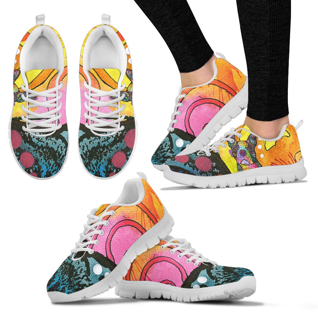 Boston Terrier Design Women’s Sneakers – Dean Russo Art