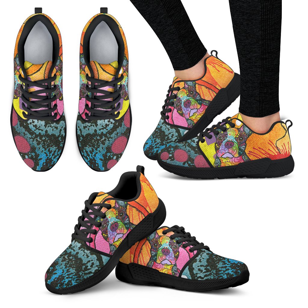 Boston Terrier Design Women’s Athletic Sneakers – Dean Russo Art