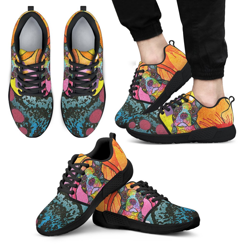 Boston Terrier Design Men’s Athletic Sneakers – Dean Russo Art