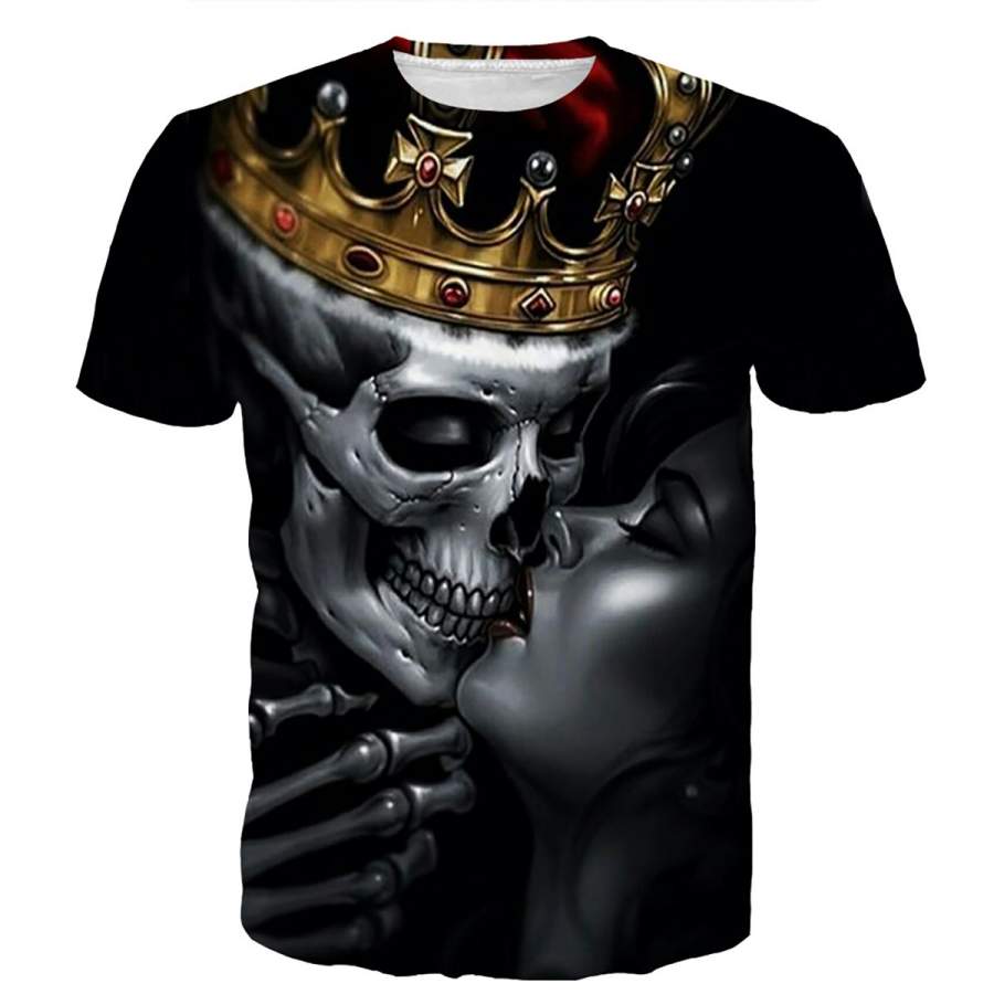 Crowned Skull King “Kiss of The Ghost” Gothic 3D Printed Shirt