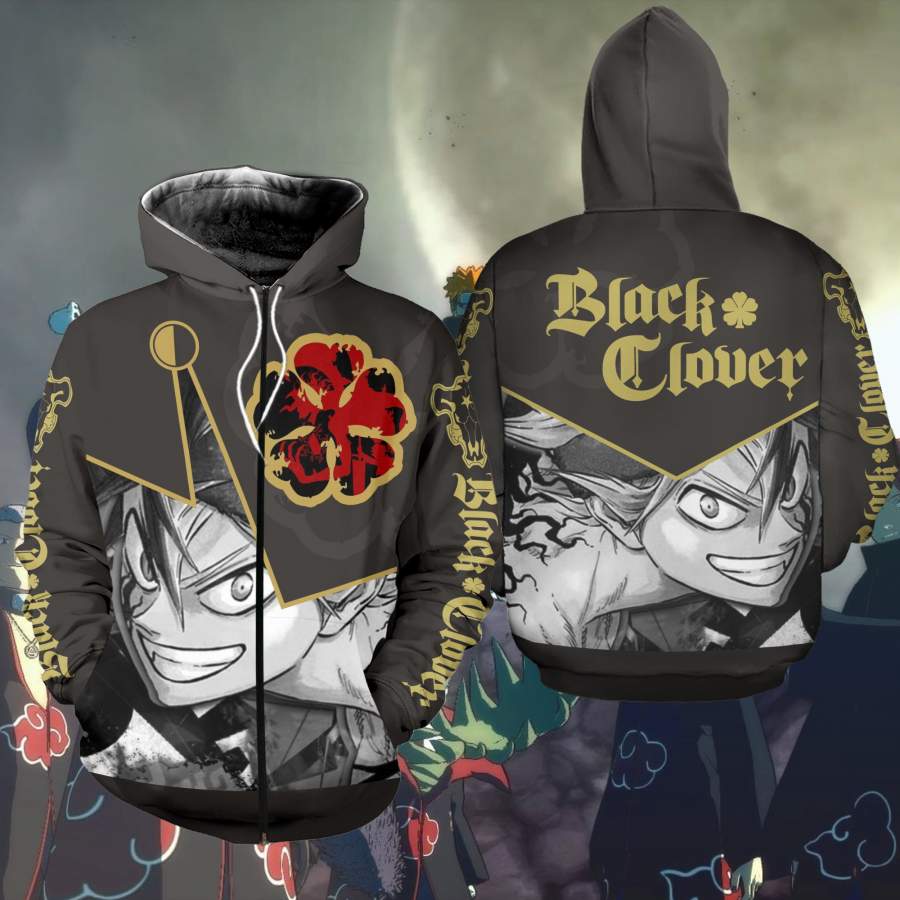 Black Clover Asta Shirt Five Clover Leaf Symbol Anime Hoodie Sweater