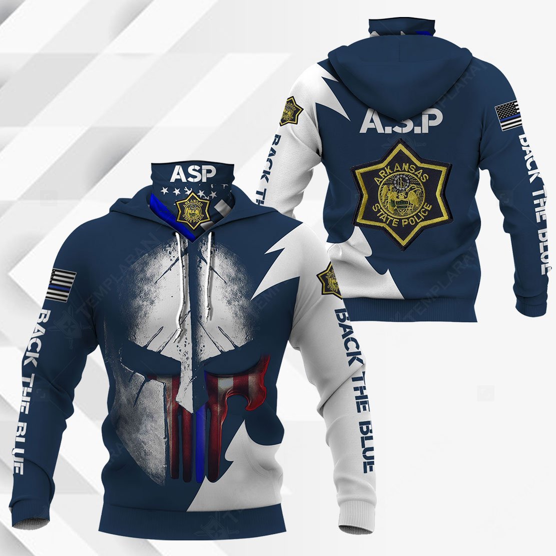 Arkansas State Police Asp Arkansas Ar Hoodie With Neck Gaiter | 3D Full Printing Hoodie Mask