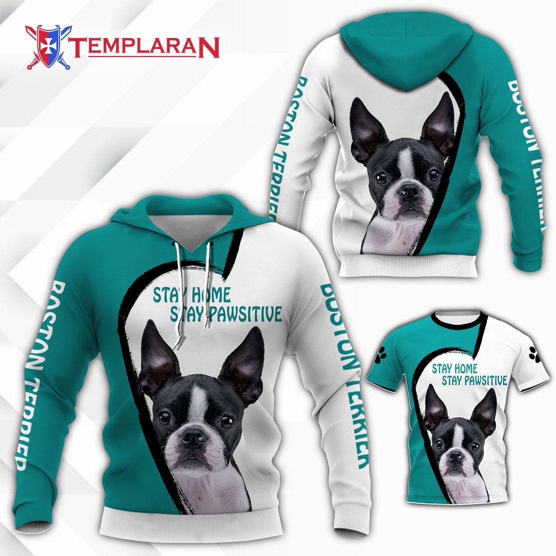 Boston Terrier Pawsitive 3D Full Printing Hoodie And Unisex Tee