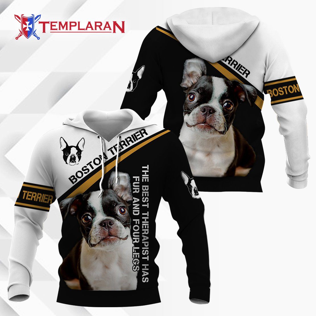 Boston Terrier Hoodie 3D Full Printing