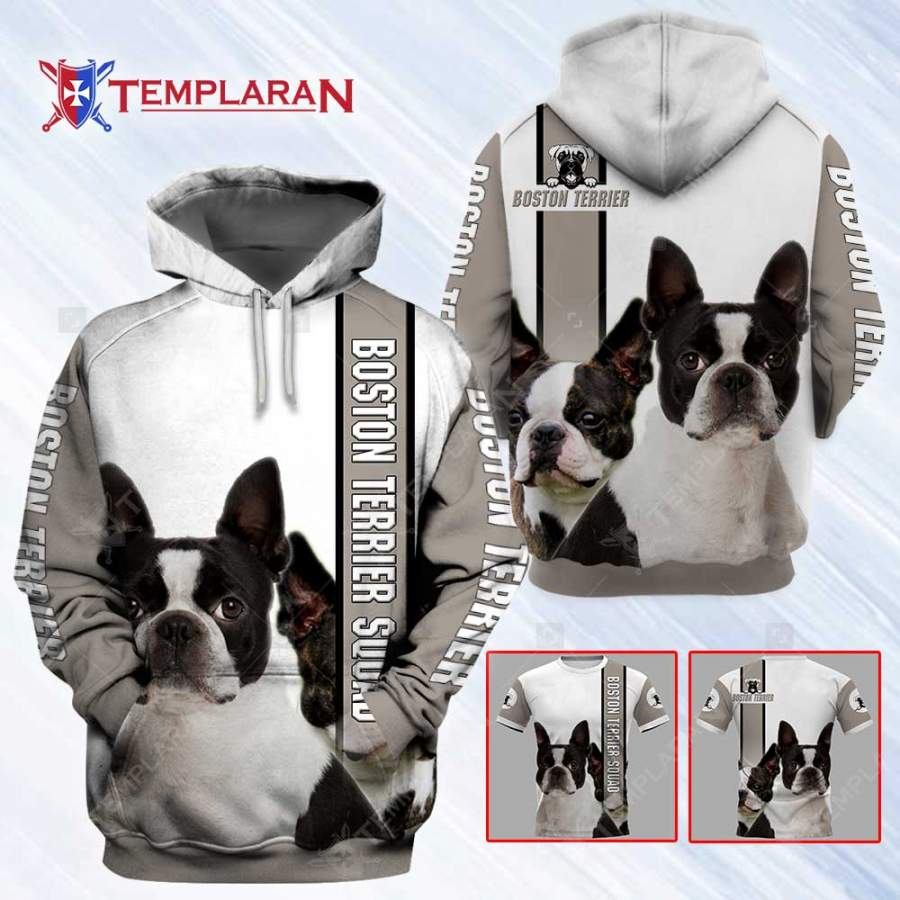 Boston Terrirer Dog 3D Full Printing Hoodie and Unisex Tee