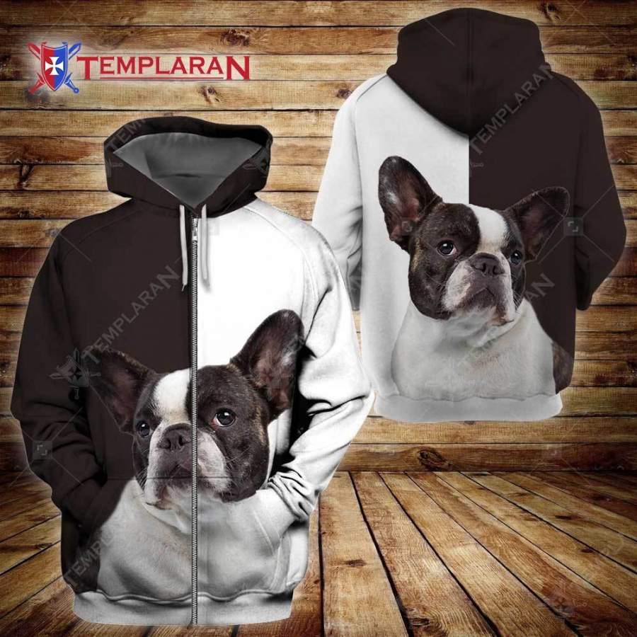 BOSTON TERRIER 3D Full Printing Zip Hoodie