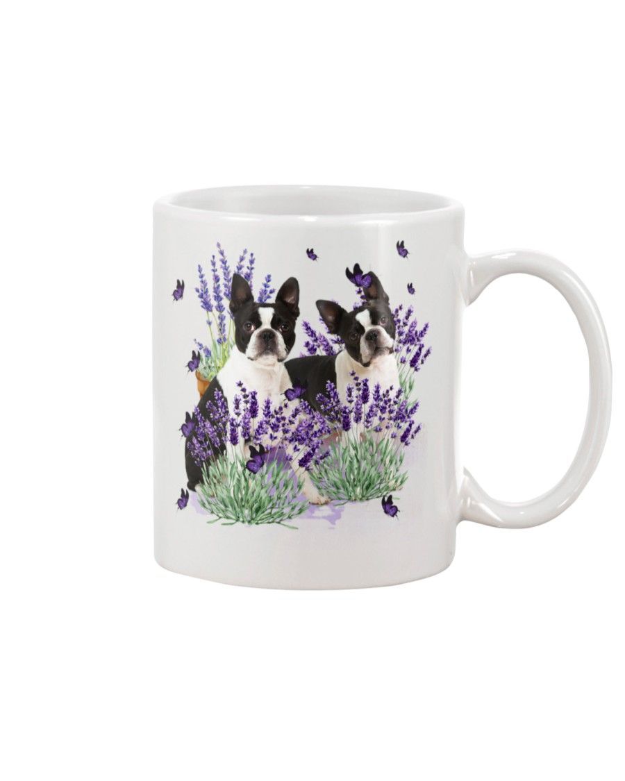 Boston Terrier with lavender Mug White 11Oz