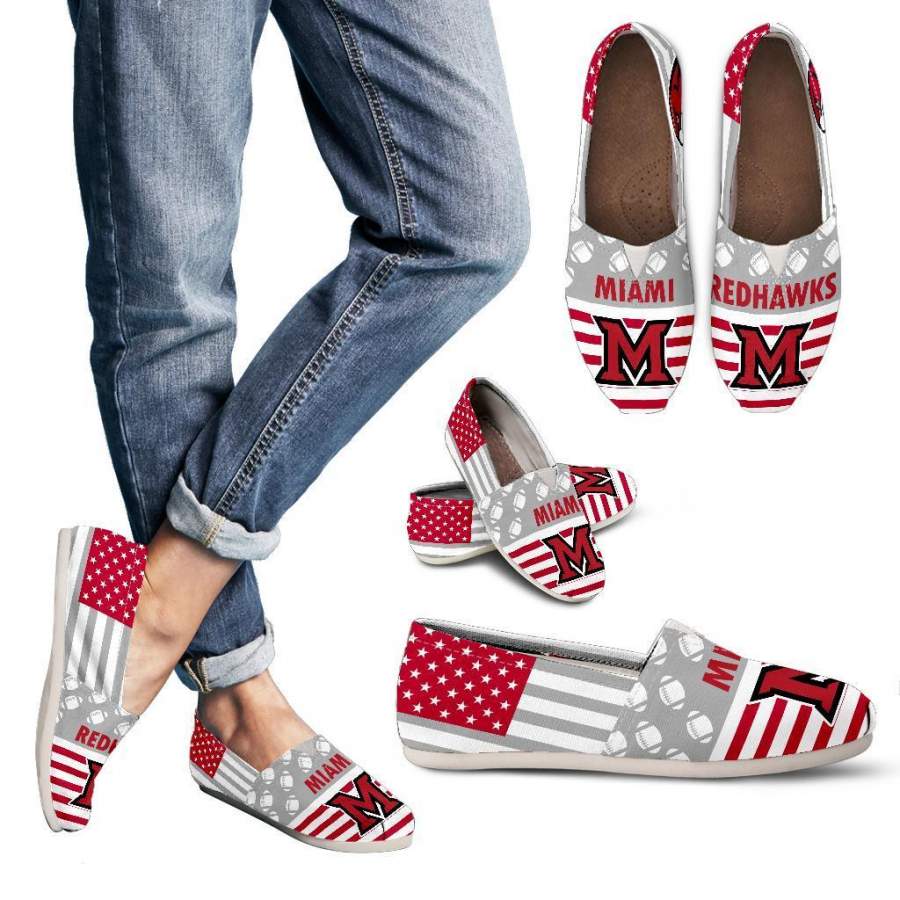 American Flag Miami RedHawks Casual Shoes