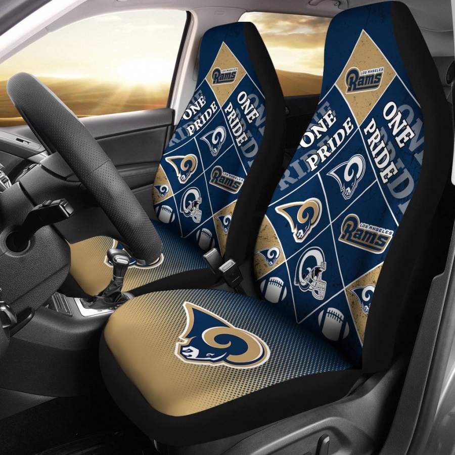 Colorful Pride Flag Los Angeles Rams Car Seat Covers