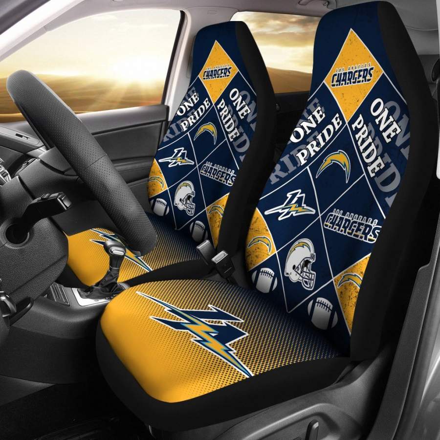 Colorful Pride Flag Los Angeles Chargers Car Seat Covers