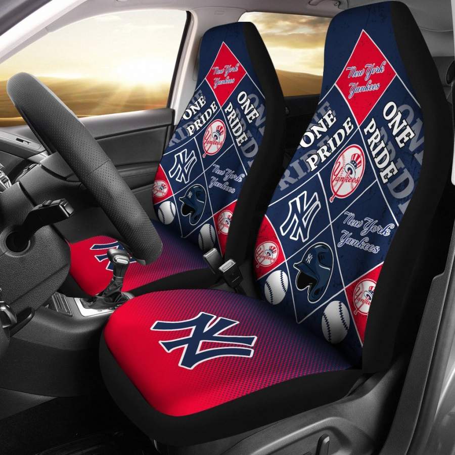 Colorful Pride Flag New York Yankees Car Seat Covers